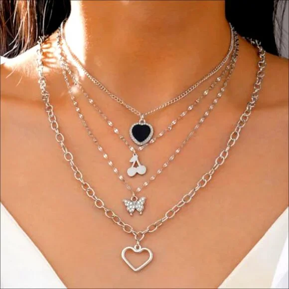 Silver Plated Jewelry Set with Adjustable Necklaces Bracelets Earrings Rings - Picture 5 of 7